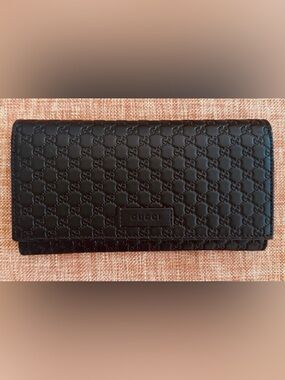 🌟Gucci Microguccissima Embossed GG Continental Leather Wallet / Black🌟